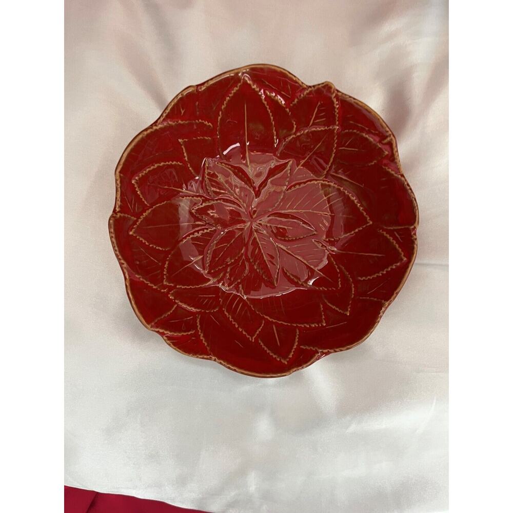 Ceramic Candy Dish Made in Italy Round Siena Color Leaf Design